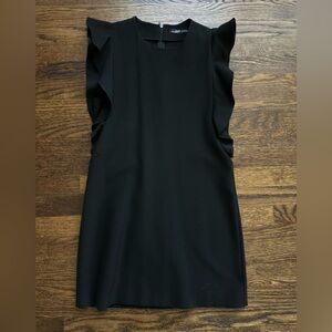 Zara woman black sleeveless sheath dress with ruffles - SMALL